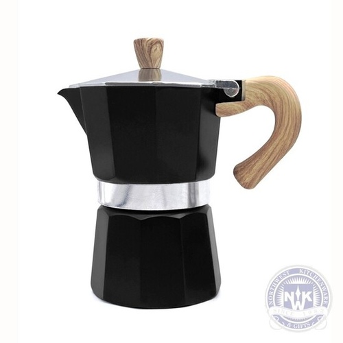 Café Culture 3 Cup Stove Top Espresso Maker Black With Wood