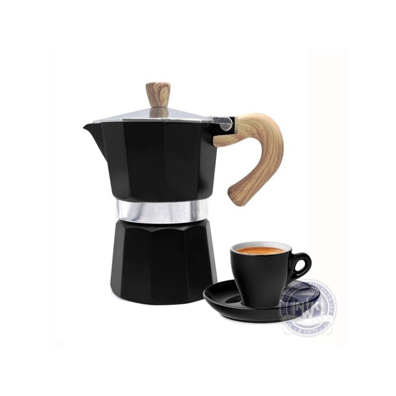 Café Culture 3 Cup Stove Top Espresso Maker Black With Wood