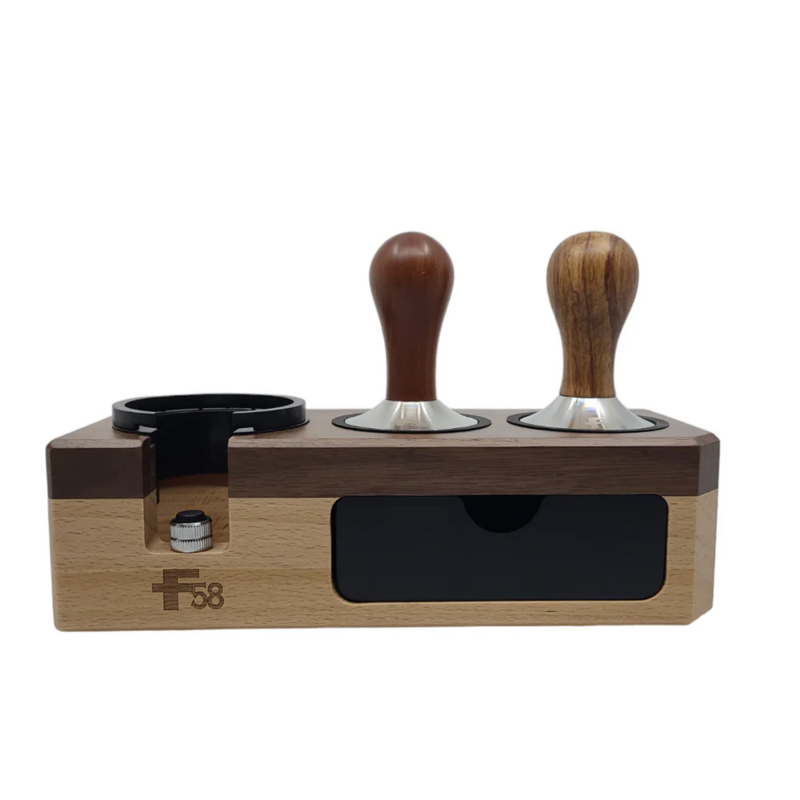 Walnut And Beech Wood Coffee Tamping Station