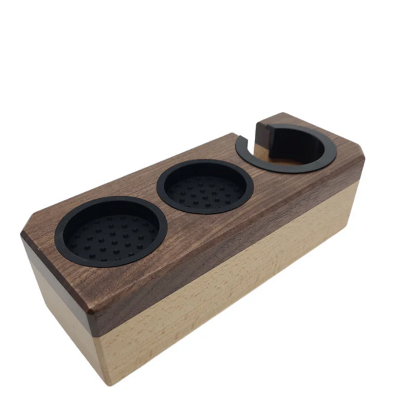 Walnut And Beech Wood Coffee Tamping Station