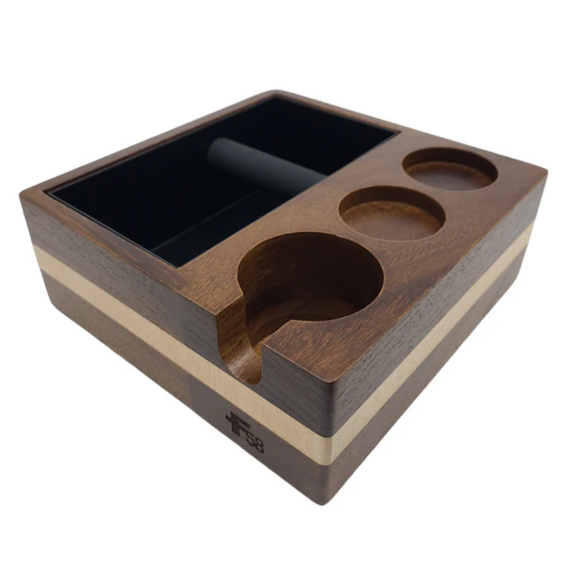 Wood Tamping Station And Knock Box