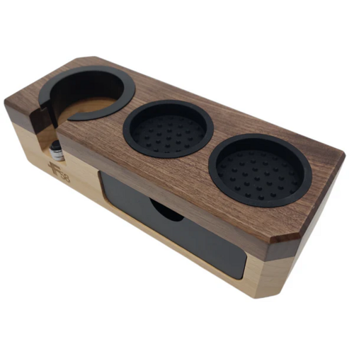 Walnut And Beech Wood Coffee Tamping Station