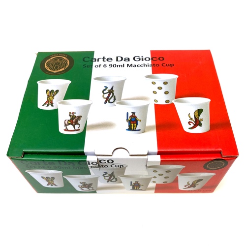 Italian Playing Cards Espresso Cups Set Of 6